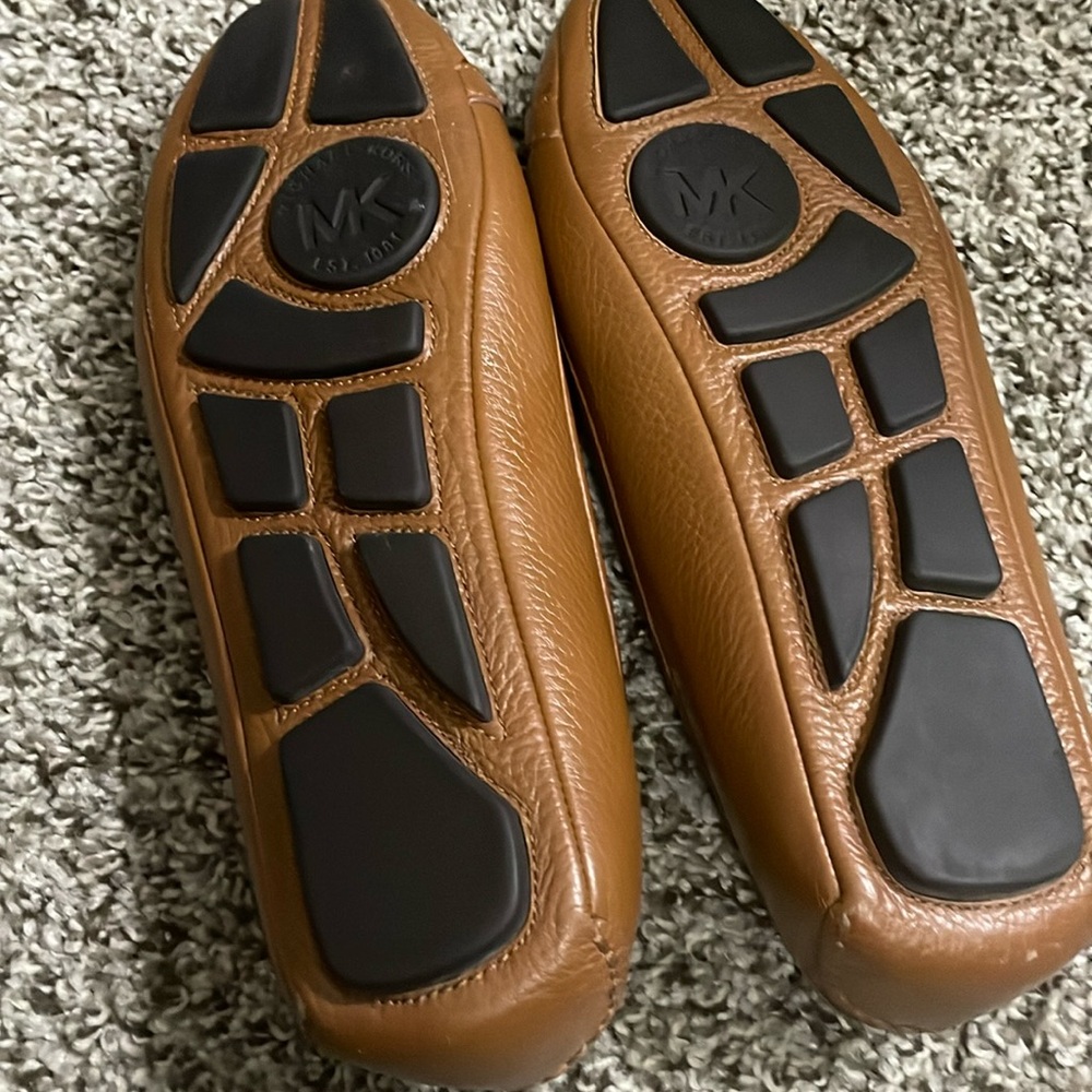 Michael Kors Brown Leather Flats with Gold Medallion